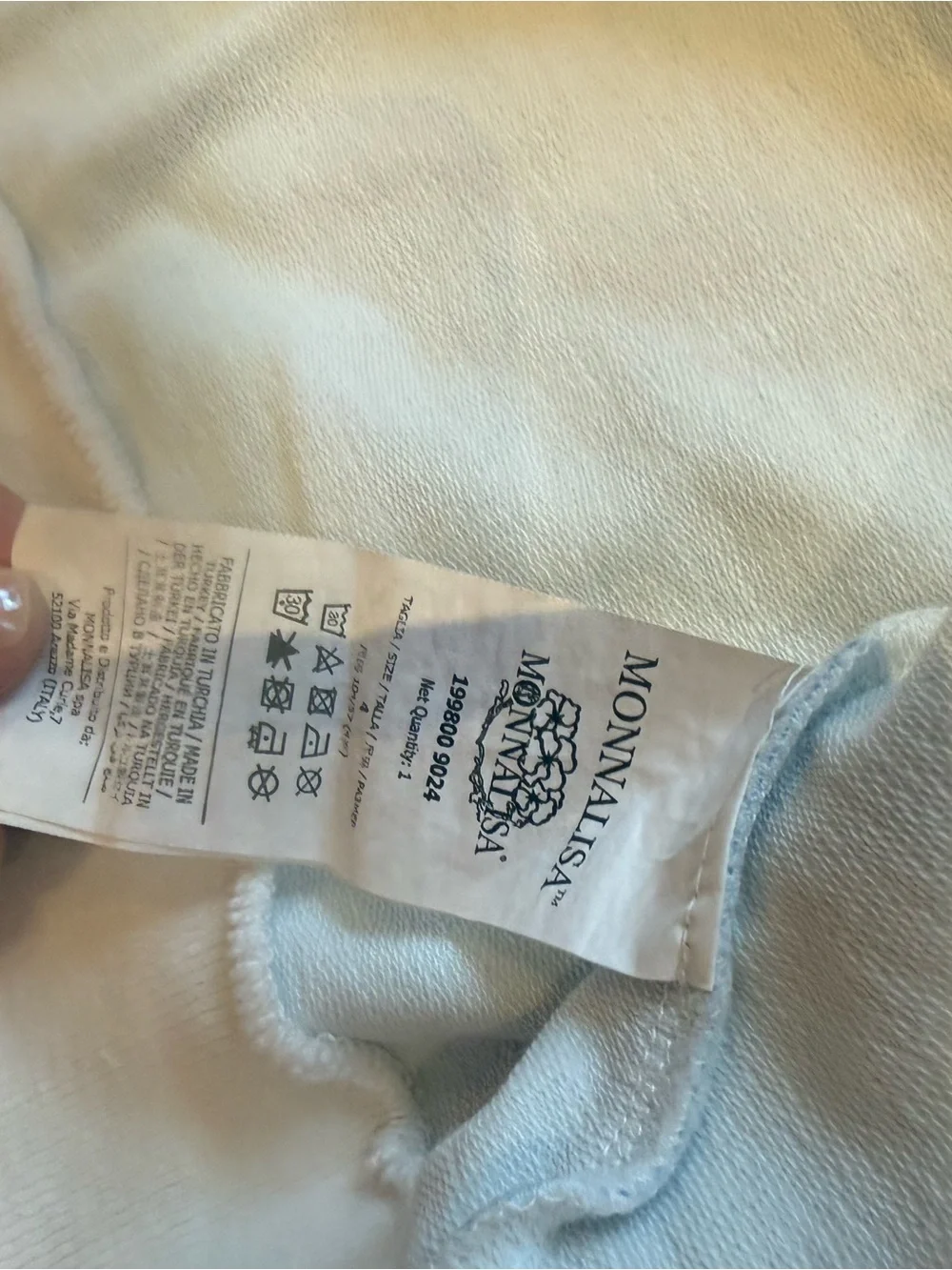 MonnaLisa Light Blue and White Cloud-Print Kids Pajama Set